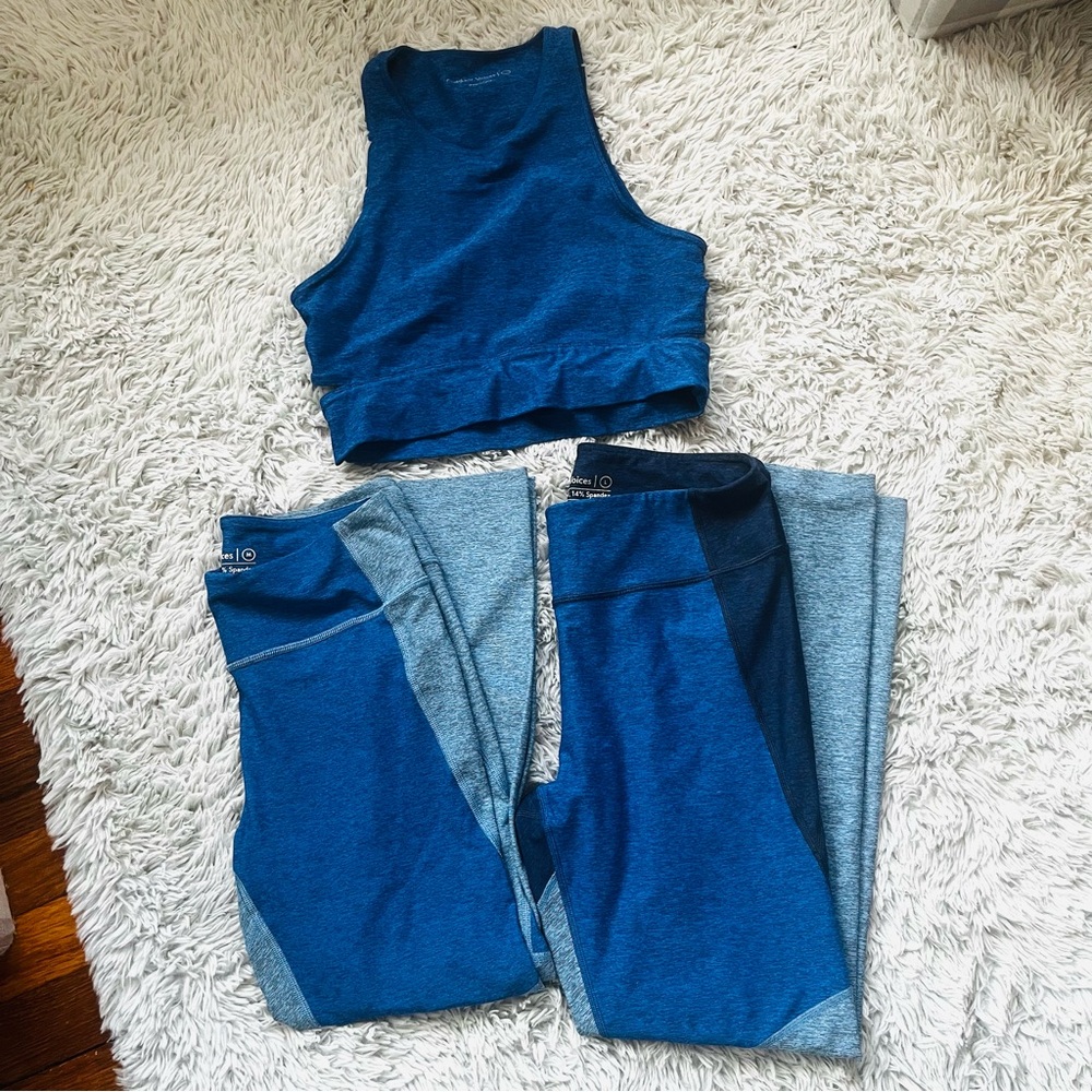 Set 2x leggings and Slashback crop in Deep sea/Mist/Navy